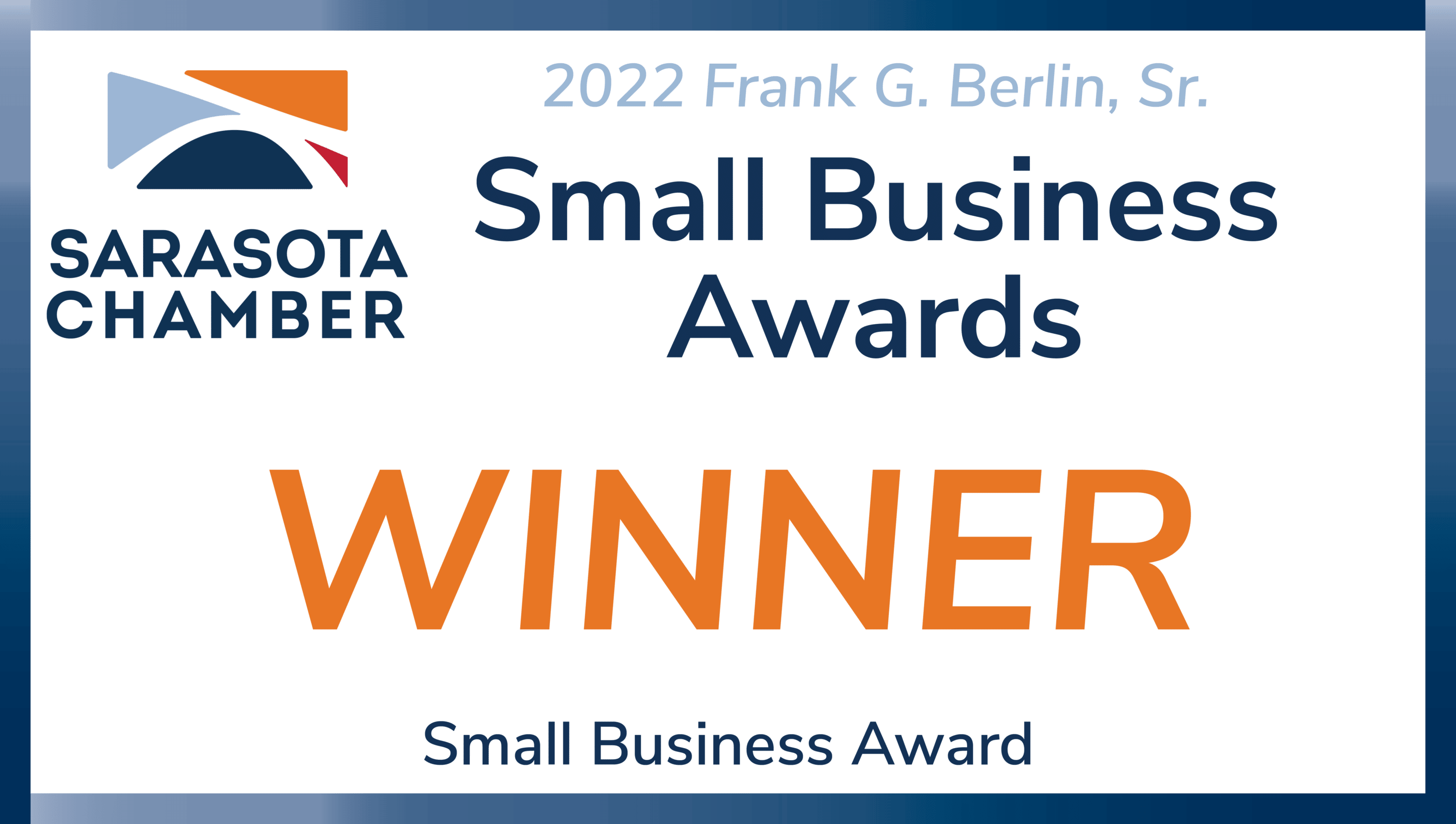 Sarasota Chamber Small Business Awards Winner
